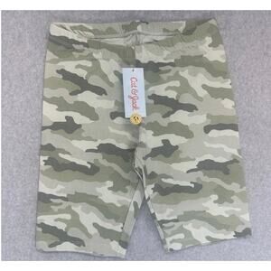 Cat & Jack Girls Shorts Sage Green Camo XL 14/16 Stretch Bike Cotton Blend